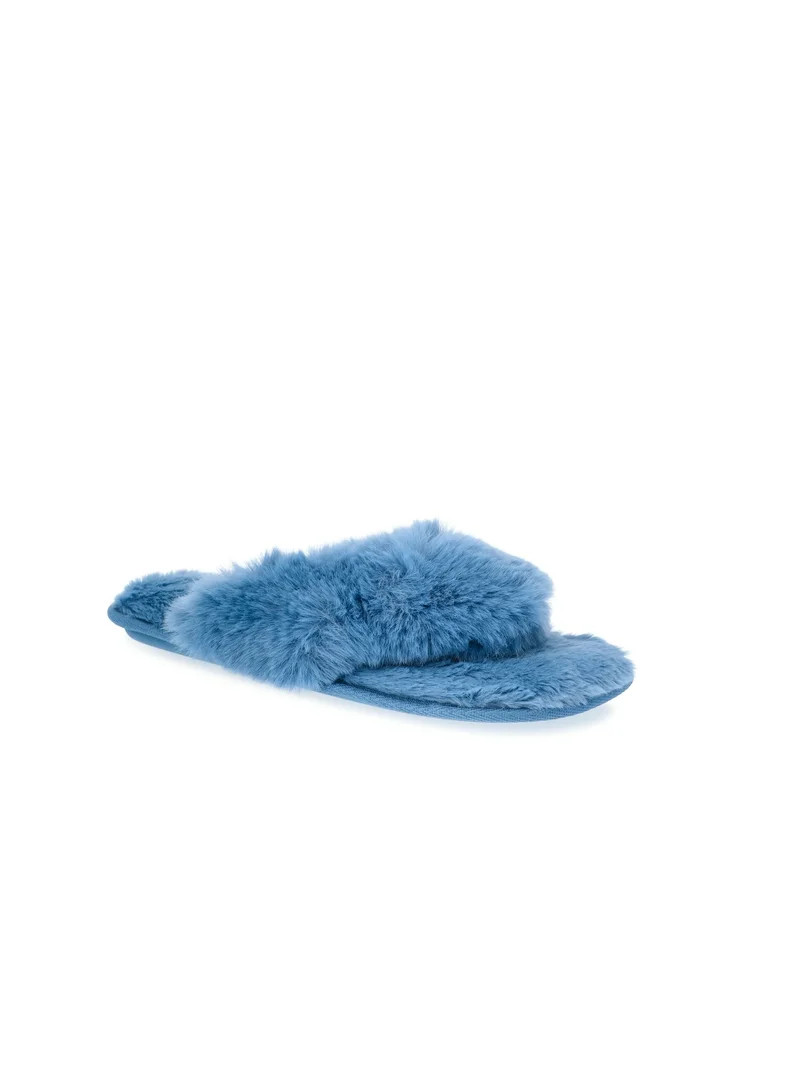 Joyspun Women's Faux Fur Thong Slippers | Walmart (US)