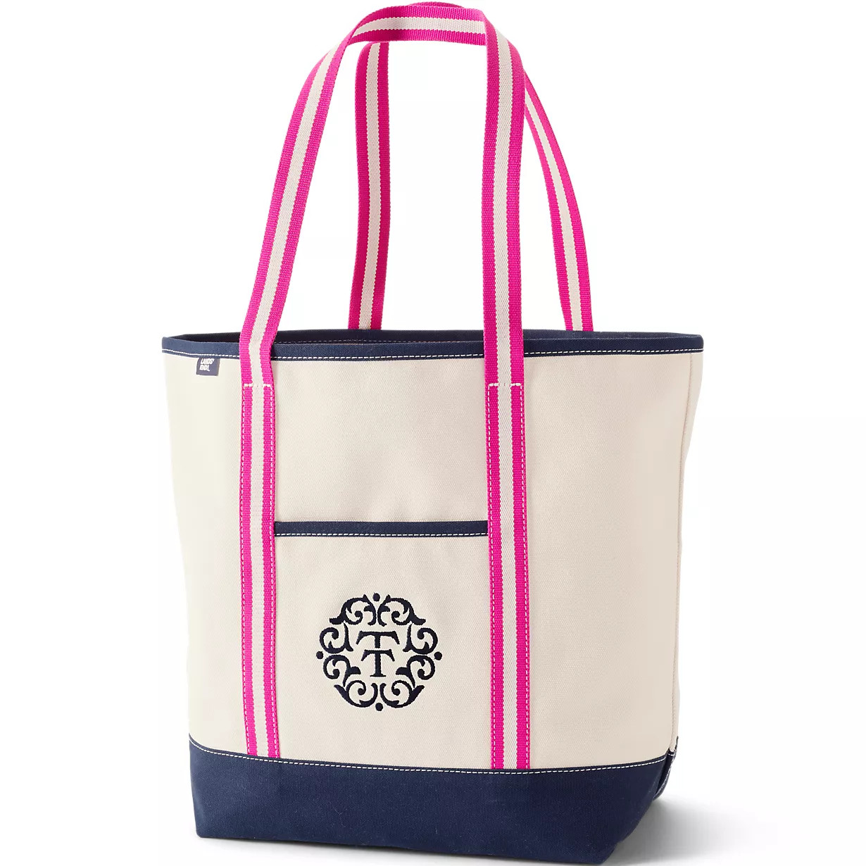 LE x T and T Large Open Top Long Handle Canvas Tote | Lands' End (US)