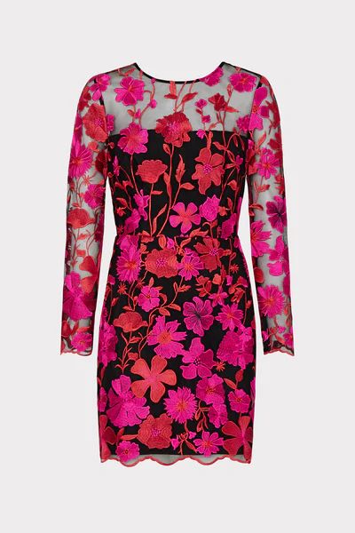Scottie Floral Embroidered Dress | MILLY