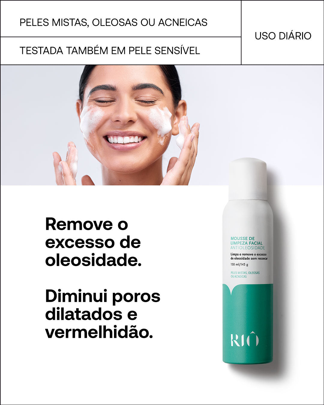 Mousse de Limpeza Facial Antioleosidade | Riô Skin Lab (BR)