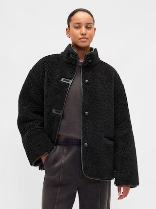 Recycled Sherpa & Vegan Leather-Trim Jacket | Gap (US)