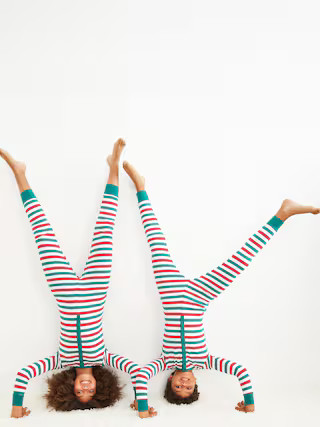 Gender-Neutral Snug-Fit Matching Striped One-Piece Pajamas for Kids | Old Navy (US)