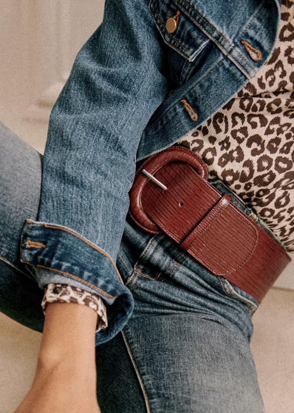 Masha Belt - Embossed Brown - Lizard-embossed cowhide leather - Sézane | Sezane Paris - US