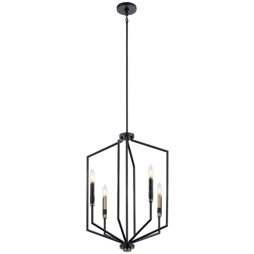 KICHLER Armand 4-Light Black with Bronze Accent Foyer Pendant-52351BK - The Home Depot | The Home Depot