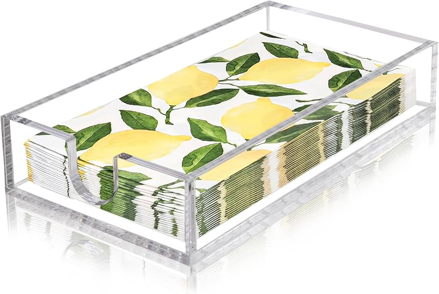 Napkin Holder, Acrylic Napkin Holder for Table Clear Hand Towel Holder for Bathroom 9x5x1.8 Inch ... | Amazon (US)