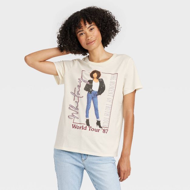 Women's Whitney Houston Short Sleeve Graphic T-Shirt - Ivory | Target