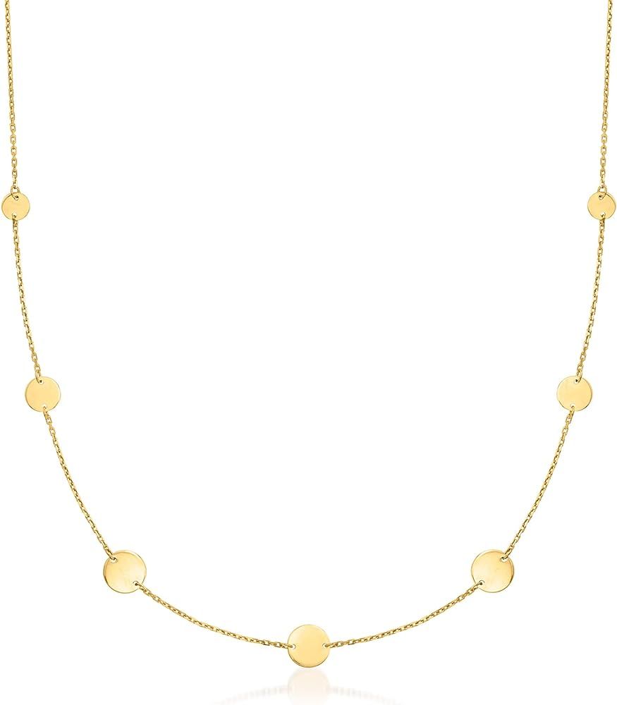 RS Pure by Ross-Simons Italian 14kt Yellow Gold Multi-Size Disc Station Necklace | Amazon (US)