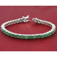 Natural Emerald Bracelet, 925 Sterling Silver, Tennis Green Stone Round Cut Emerald, May Birthstone, | Etsy (US)