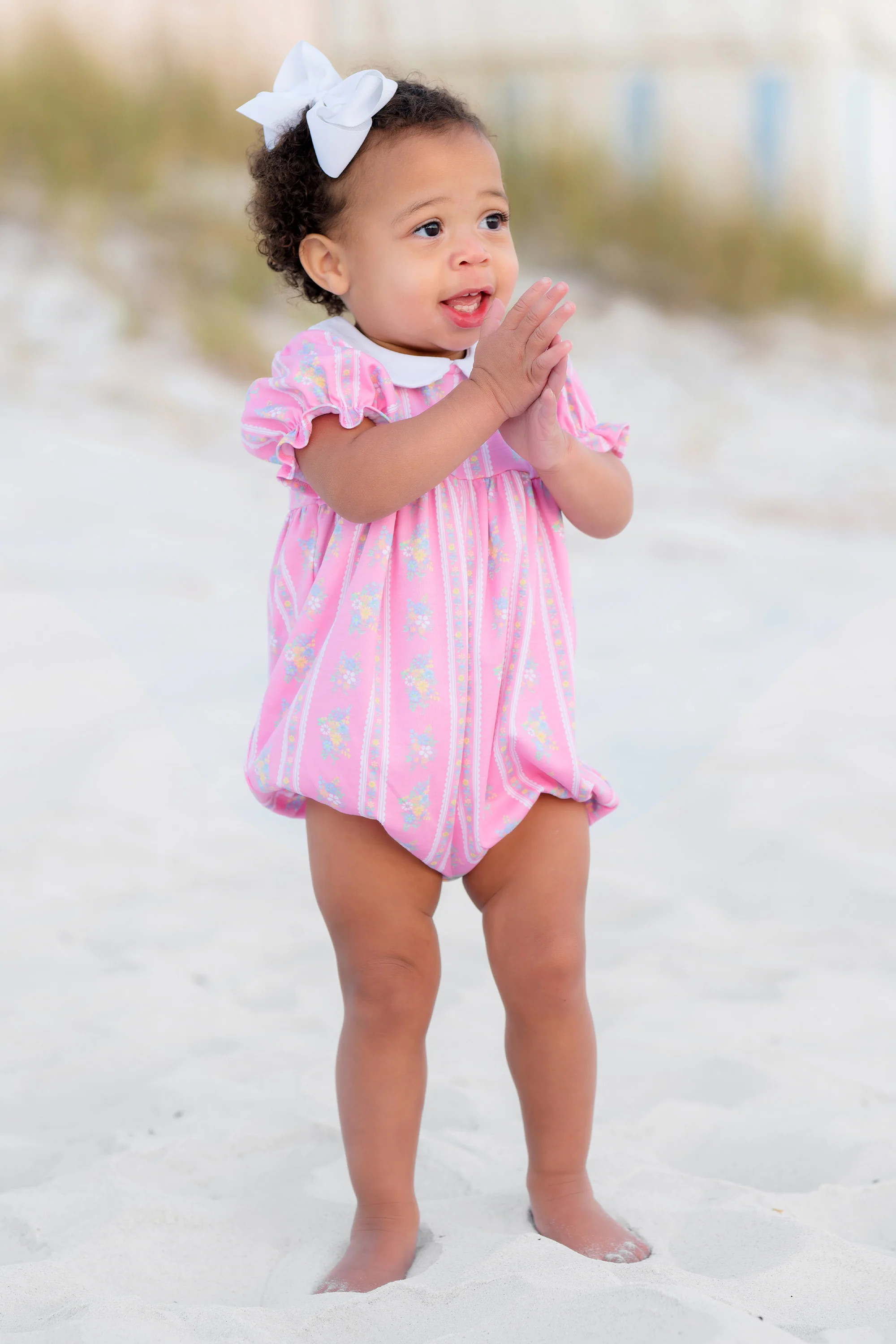 Britt Bubble - Argonne Forest Flowers (Pink) with Worth Avenue White Collar & Ric Rac | The Beaufort Bonnet Company