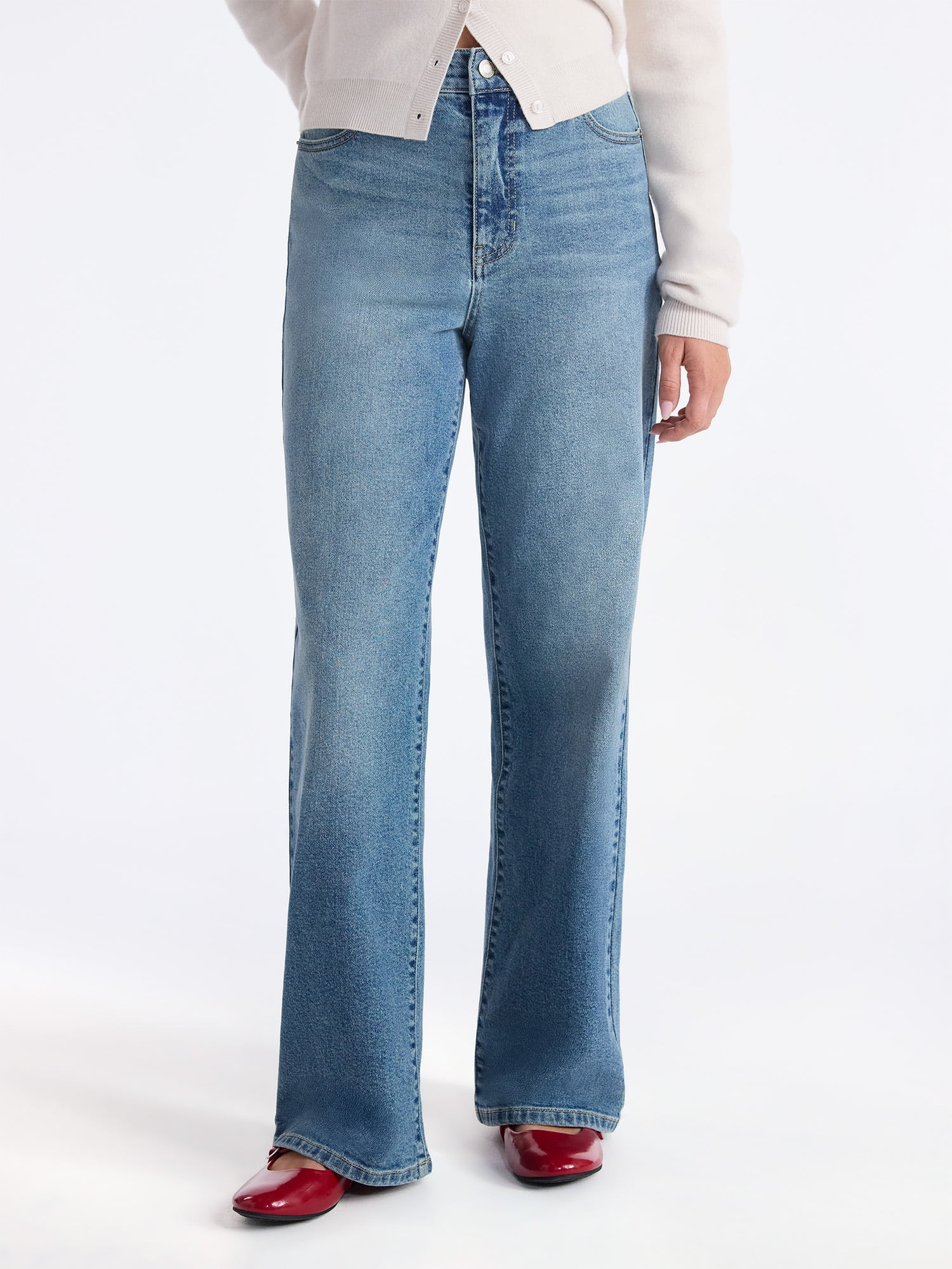 No Boundaries High Rise Baggy Wide Leg Jeans, 32" Inseam, Women’s and Women's Plus | Walmart (US)