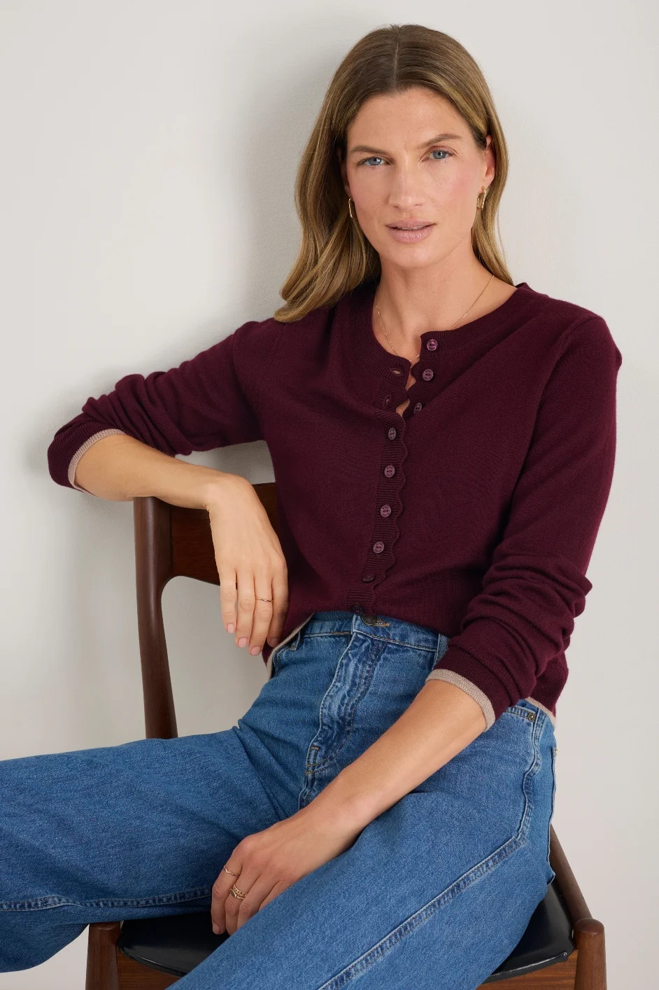 Fleurine Cropped Cardigan - Deep Fig | WYSE London