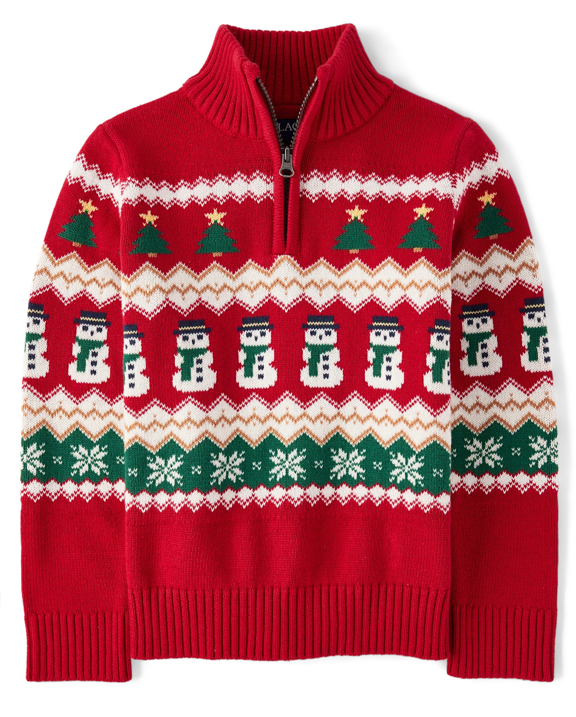 Boys Matching Family Christmas Fairisle Half Zip Sweater - red | The Children's Place