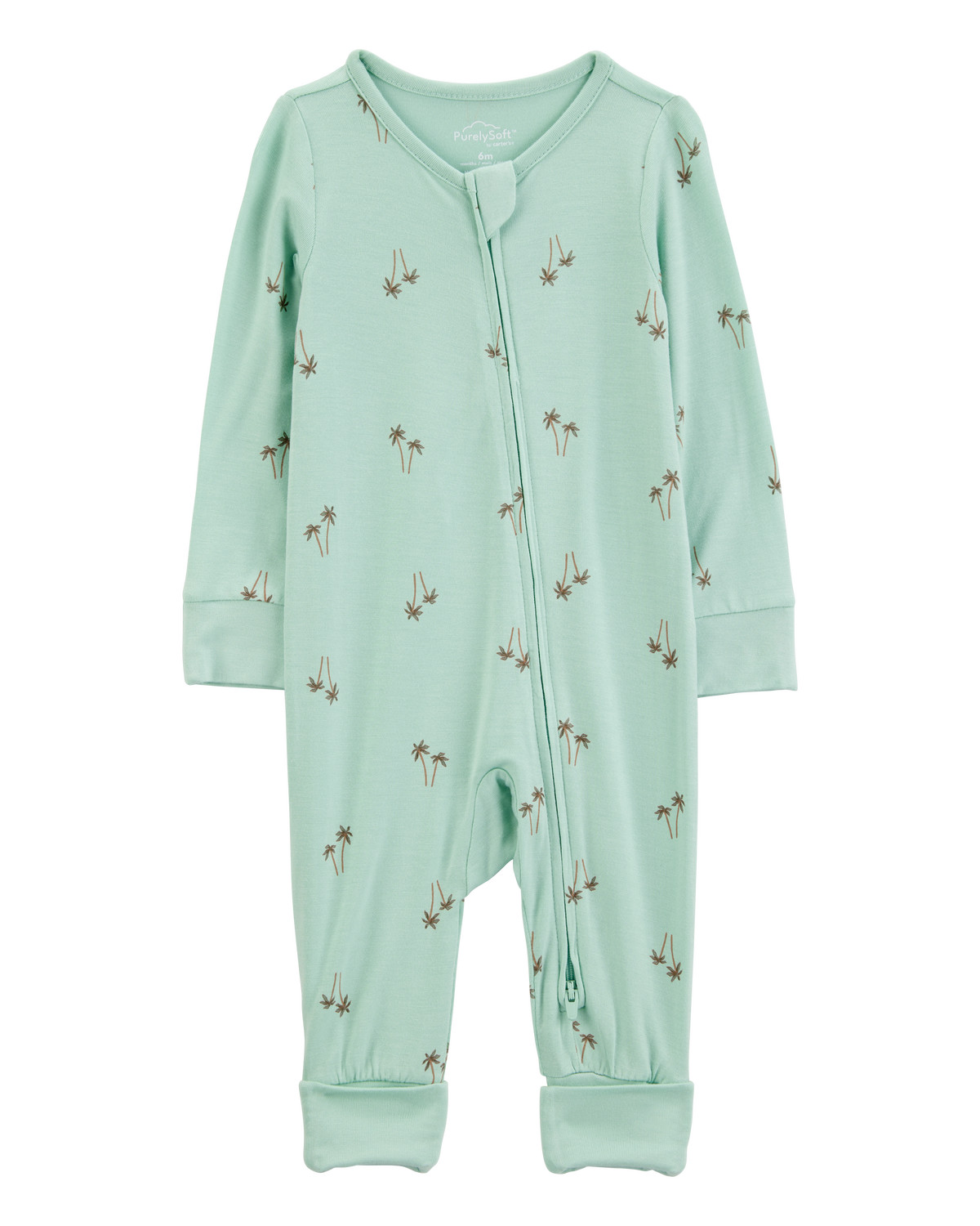 Baby Palm Tree PurelySoft Foldover Cuff Sleep & Play Pajamas - Green | Carter's Inc