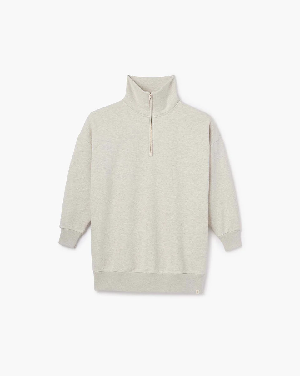 Core Fleece Oversized Half Zip in Eggshell Mix | Sweatshirts | Unisex Clothing | TKEES