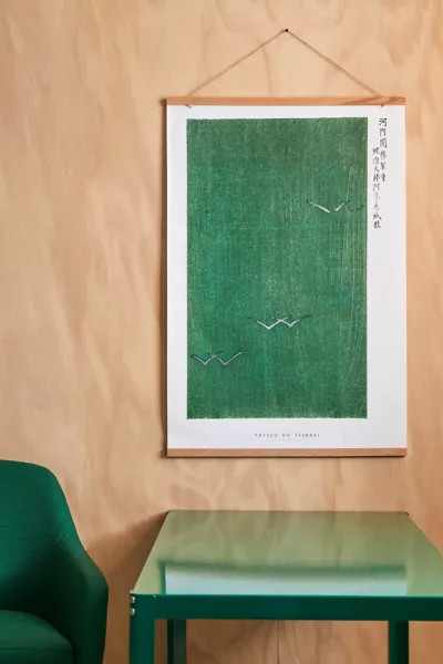 PSTR Studio Yatsuo no Tsubaki Woodblock Print IIII Frameless Art Print in Green at Urban Outfitters | Urban Outfitters (US and RoW)
