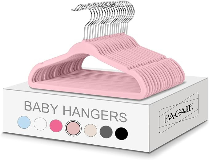BAGAIL Kids Velvet Hangers 11 Inches Children's Clothes Hangers Non-Slip Baby Hangers for Infant/... | Amazon (US)