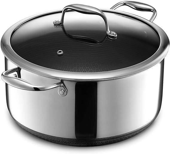 HexClad Hybrid Nonstick 8-Quart Stockpot with Tempered Glass Lid, Dishwasher Safe, Induction Read... | Amazon (US)