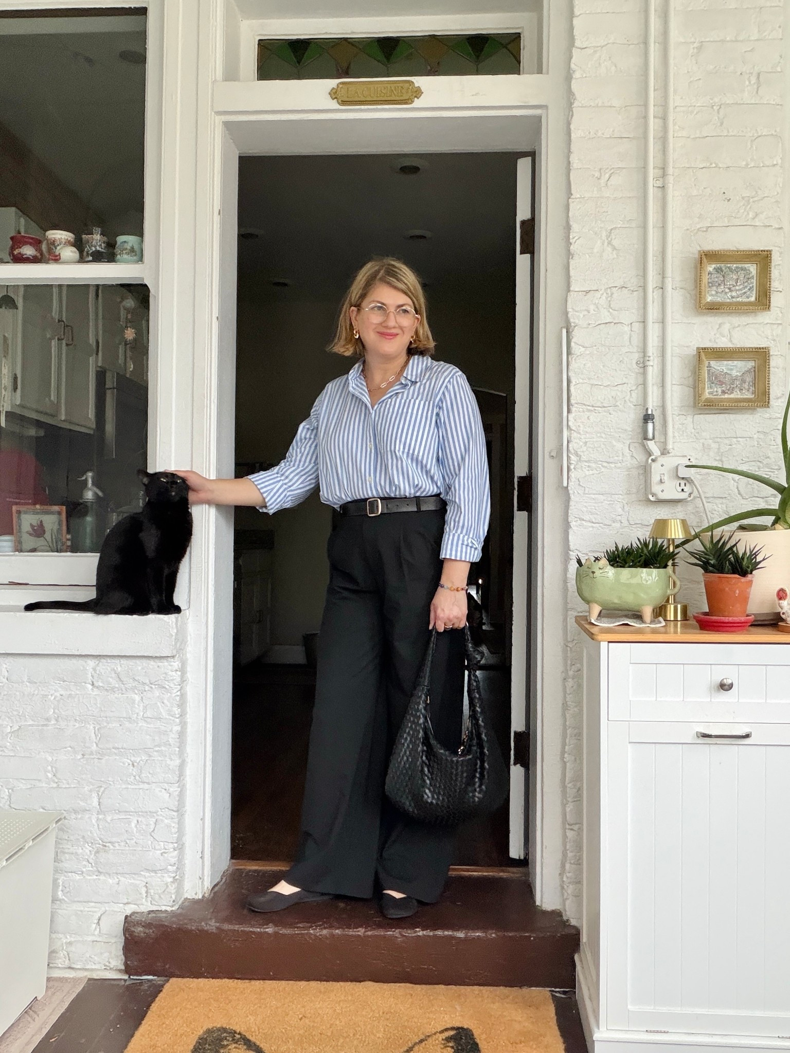 I had an early morning event, opted for a good business casual. 🤍 Unlinkables: pants are Pleated wide-leg from Uniqlo, I didn’t see them on the site but linked something similar. 

#LTKOver40 #LTKootd #LTKMidsize