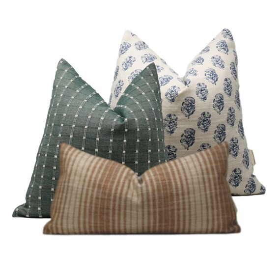 Pillow Combination 22 Indigo Block Print Green White Tribal - Etsy | Etsy (US)