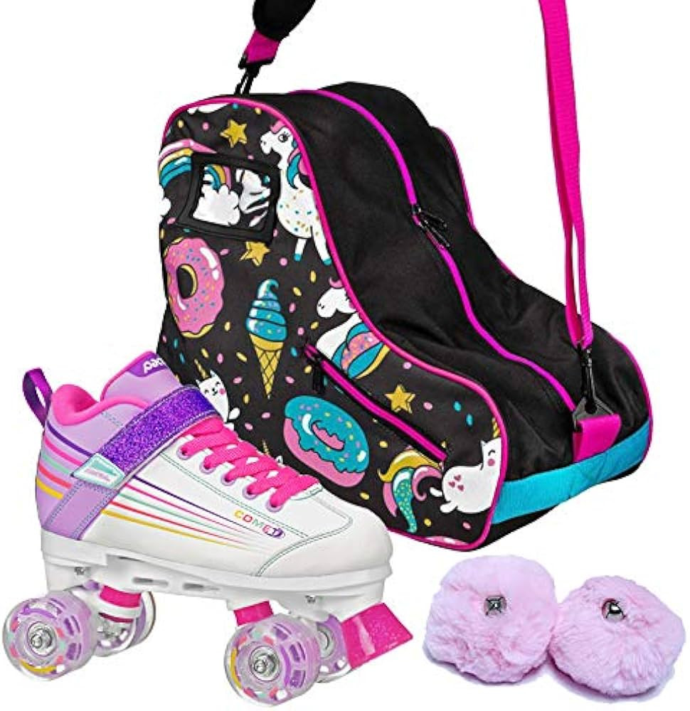 Pacer Comet Light-Up Skates, Donut/Unicorn Bag, Pink Pom Poms (Bundle 3-Items) | Amazon (US)