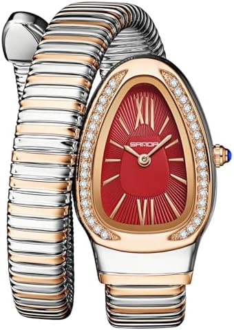 Gosasa Stylish Women's Snake Shape Bangle Watch Unique Design Snake Coil Elegant Dress Diamond Br... | Amazon (US)