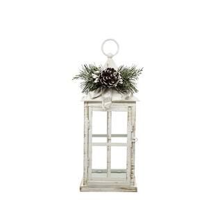 12" White Metal Lantern with Greenery by Ashland® | Michaels | Michaels Stores