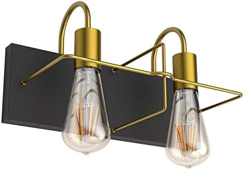 Tipace 2 Lights Black Vintage Vanity Light for Bathroom Wall Light Fixture Over Mirror(Exclude Bu... | Amazon (US)