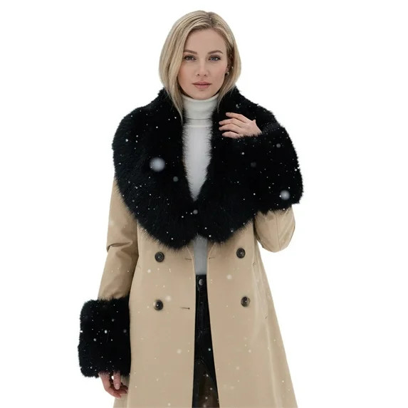Audhol Faux Fur Collar, Women's Plush Collar Scarf Wrap Cold Winter Warmer Women's Neck Warmer Sc... | Walmart (US)