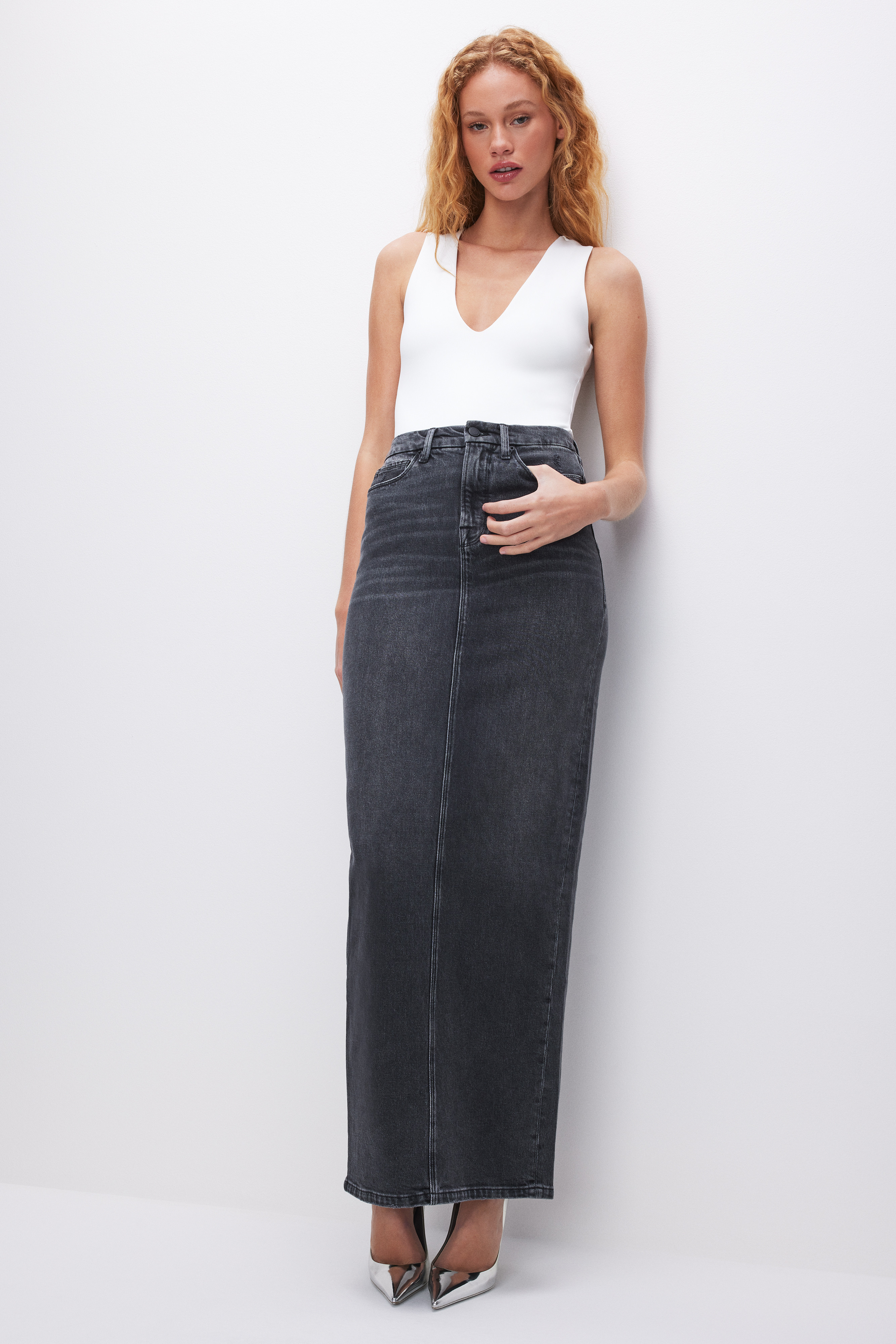 DENIM TUBE MAXI SKIRT | Good American