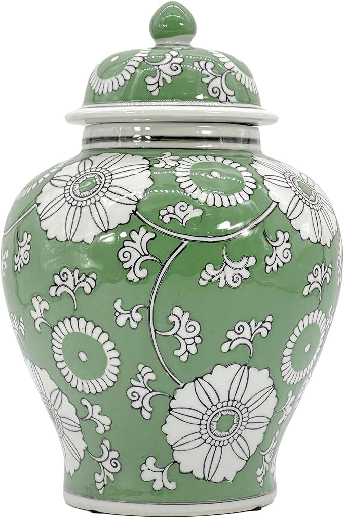 Galt International Green Floral Chinoiserie Jar 12" w/Lid - Ginger Jar, Tea Storage, Decorative, ... | Amazon (US)