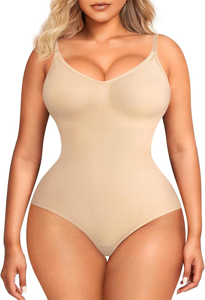 BRABIC Womens' Seamless Sleeveless V-Neck Bodysuit Shapewear Tummy Control | Amazon (US)
