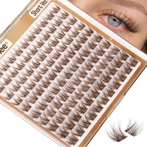 Brown Lash Clusters Short Eyelash Extensions 8-12MM Wispy Cluster Lashes Natural Individual Lashes Dark Brown Eyelash Clusters Clear Band Lash Extensions Everyday DIY Lash Pack by Mavphnee | Amazon (US)