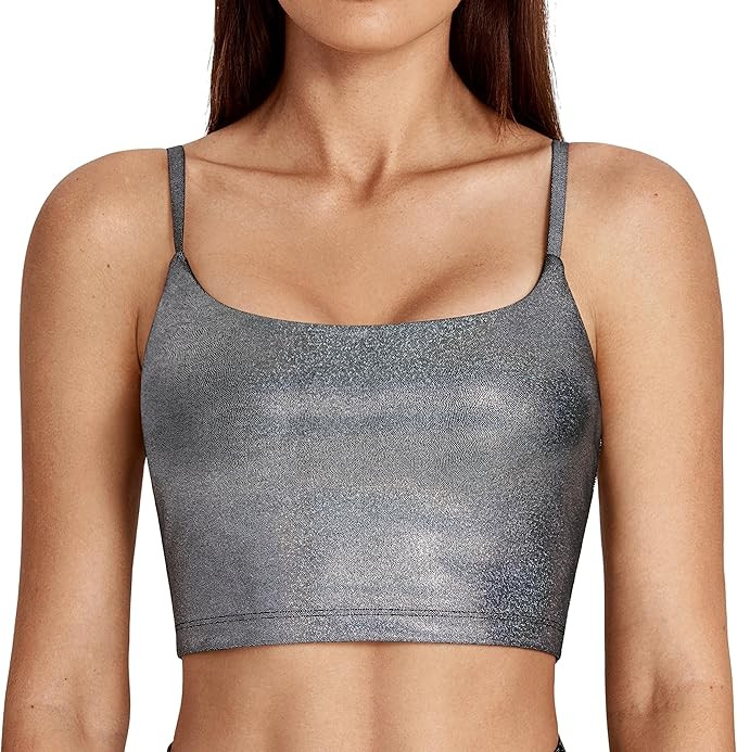 LIEBERGO Sports Bras for Women Padded Long Line Crop Tops Workout Tops for Women Sequin Crop Top ... | Amazon (US)