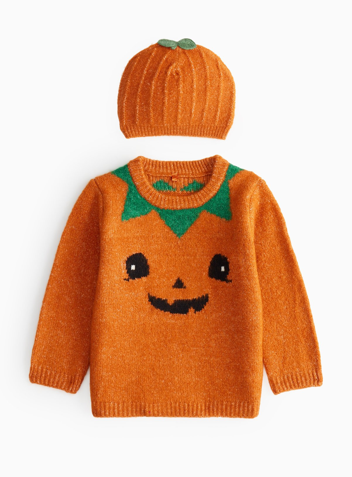 Orange Orange Halloween Pumpkin Knitted Jumper & Hat (3-6 Months) - Tu by Sainsbury's | Tu Clothing