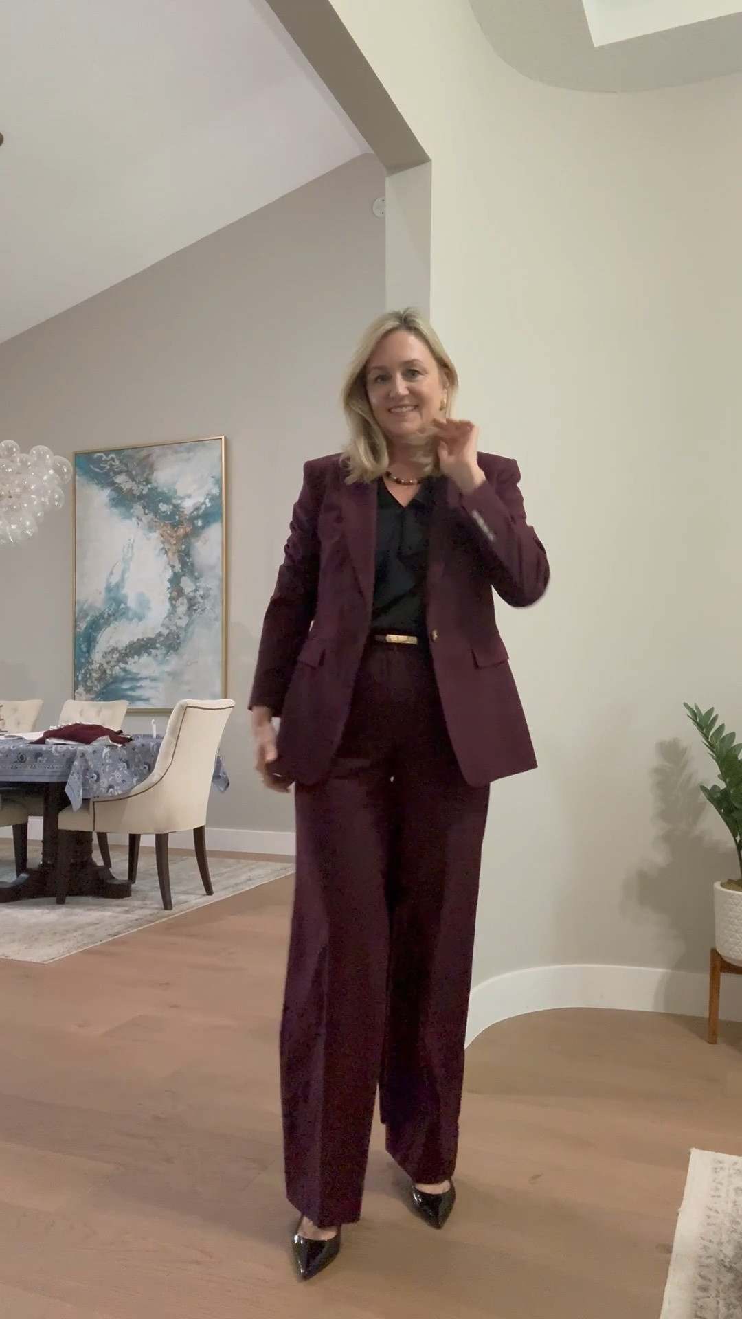 My favorite suit in a beautiful burgundy color 
Work outfit, executive outfit, #ThisisAnn

#LTKootd #LTKWorkwear #LTKOver40
