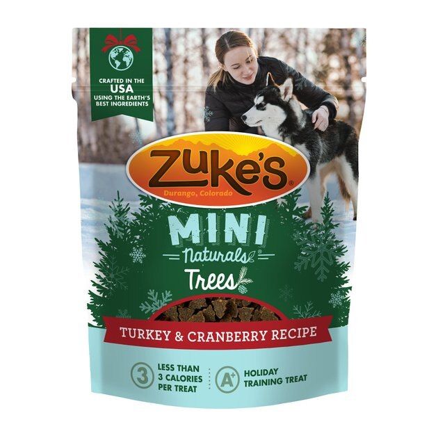 Zuke's Mini Naturals Holiday Trees Turkey & Cranberry Recipe Dog Treats, 5-oz bag | Chewy.com