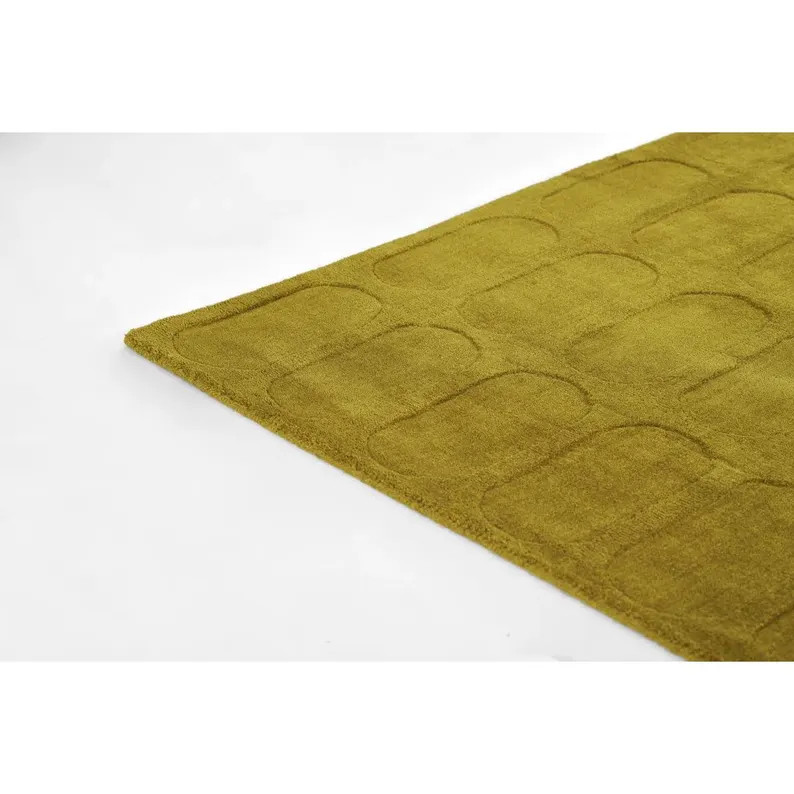Modern Contour Hand Tufted Wool Geometric Mustard Area Rug 5x8, 6x9, 8x10,9x12,10x14,12x15 Rugs f... | Etsy (Global)