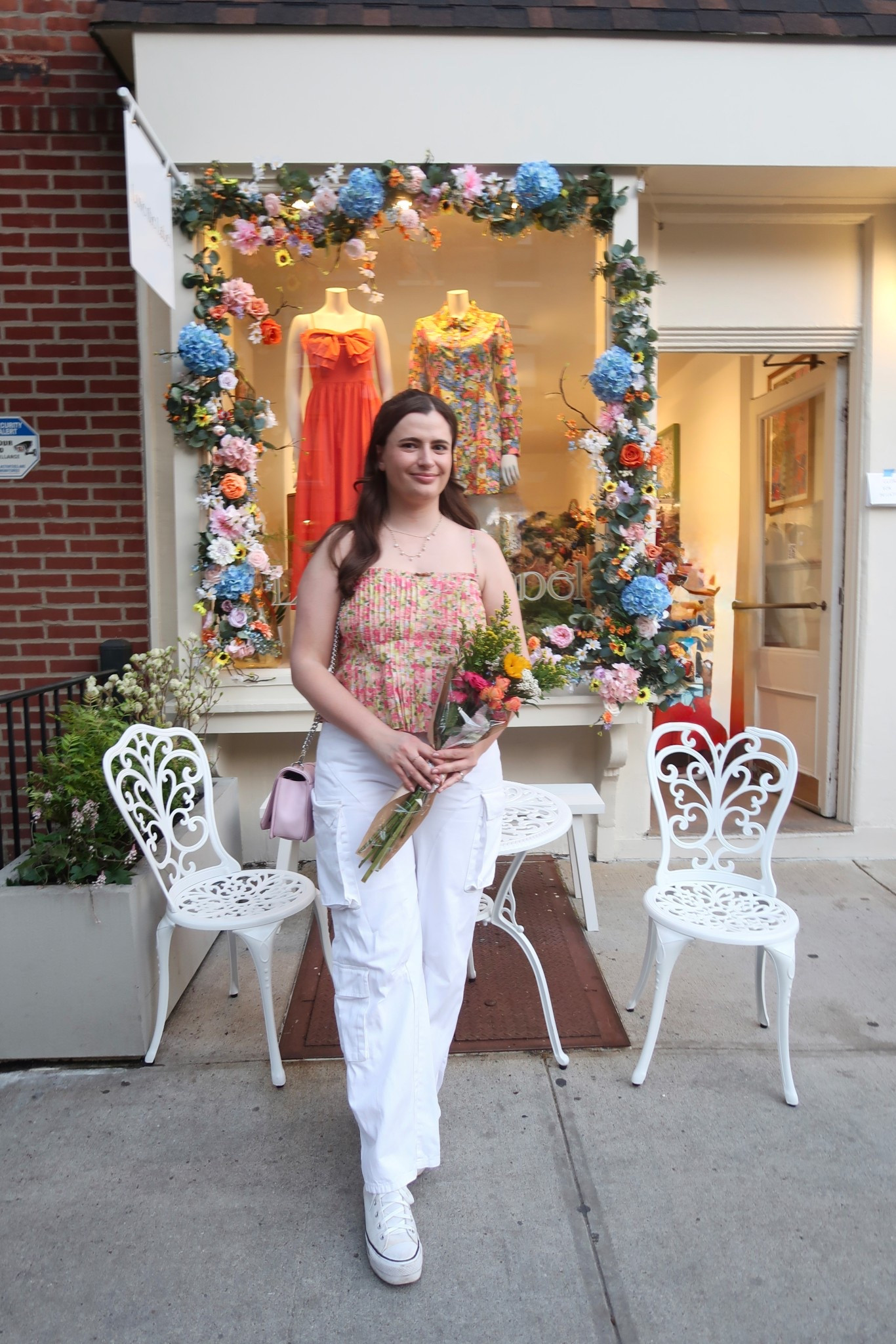 I wore this outfit to the opening of the Love the Label pop up in NYC! Linking some similar tops to the one I wore if you like the idea of mixing a peplum floral top with white cargo pants. 

#LTKFindsUnder50 #LTKStyleTip #LTKShoeCrush