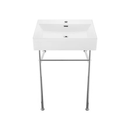 SM-CS711 Claire 24" Tall Ceramic Rectangular Console Bathroom Sink with Overflow | Wayfair North America