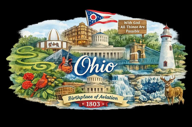 Ohio Watercolor PNG | Birthplace of Aviation Sublimation Design | America 250th Birthday | Patrio... | Etsy (Global)