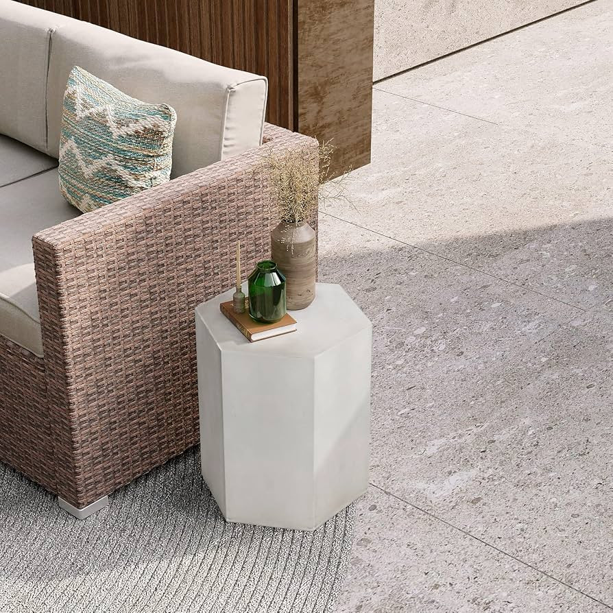 SUNBURY Indoor Outdoor 16" Hexagon Side Table, Concrete End Table Coffee Table, Morden Decor Side... | Amazon (US)