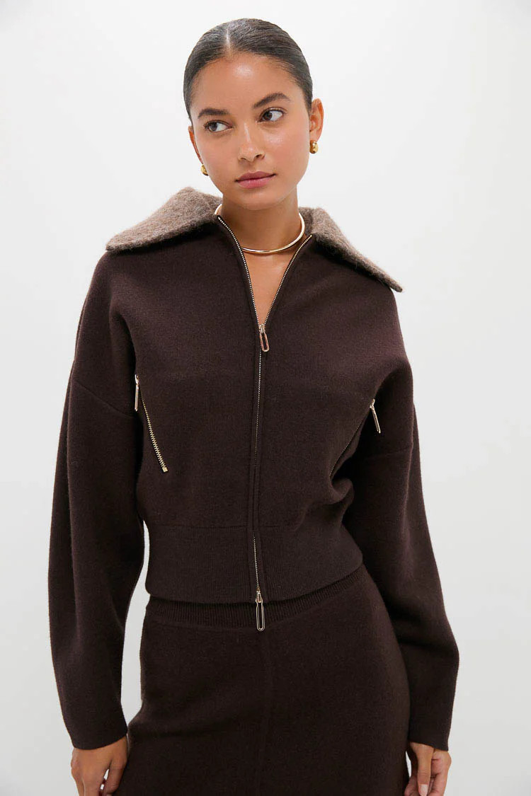 Chocolate Dakota Boiled Wool Bomber Coat | Tuckernuck (US)