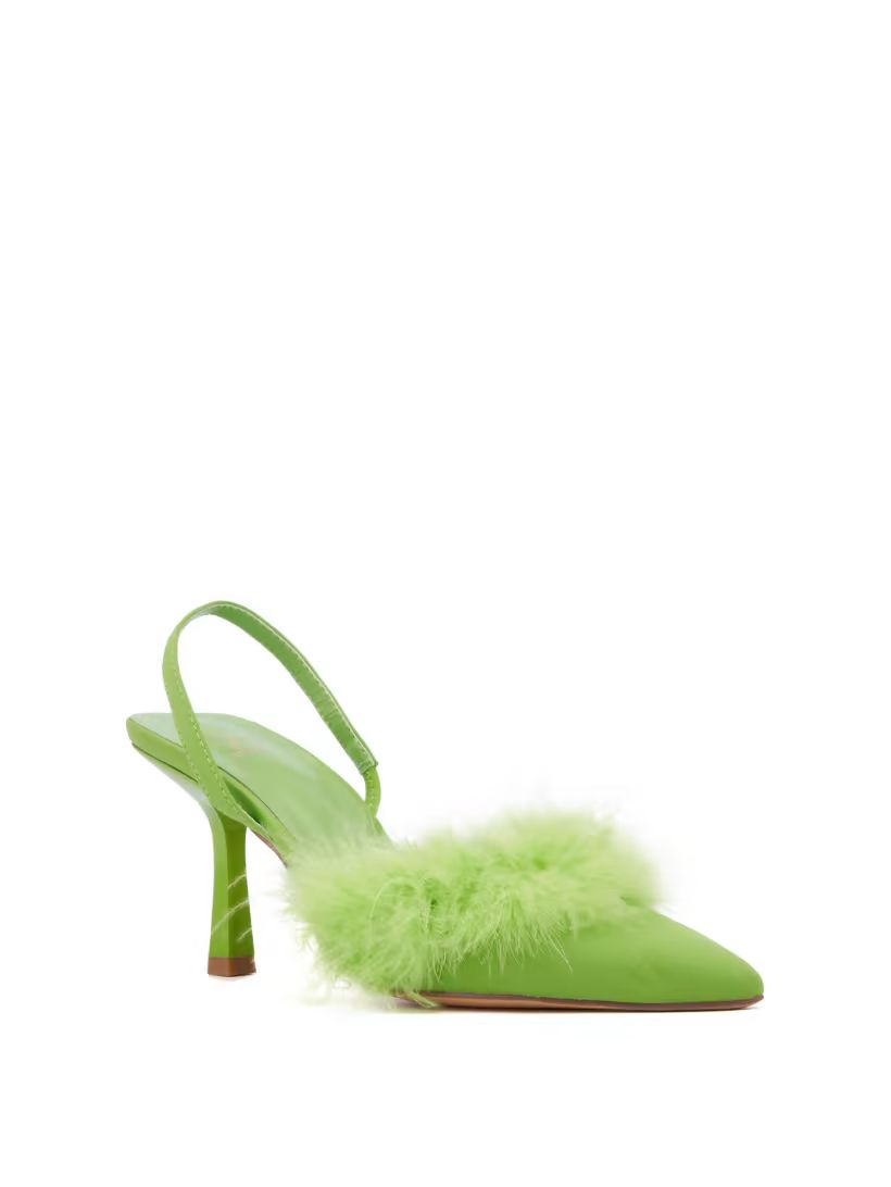 Feather-Embellished Slingback Heel | New York & Company