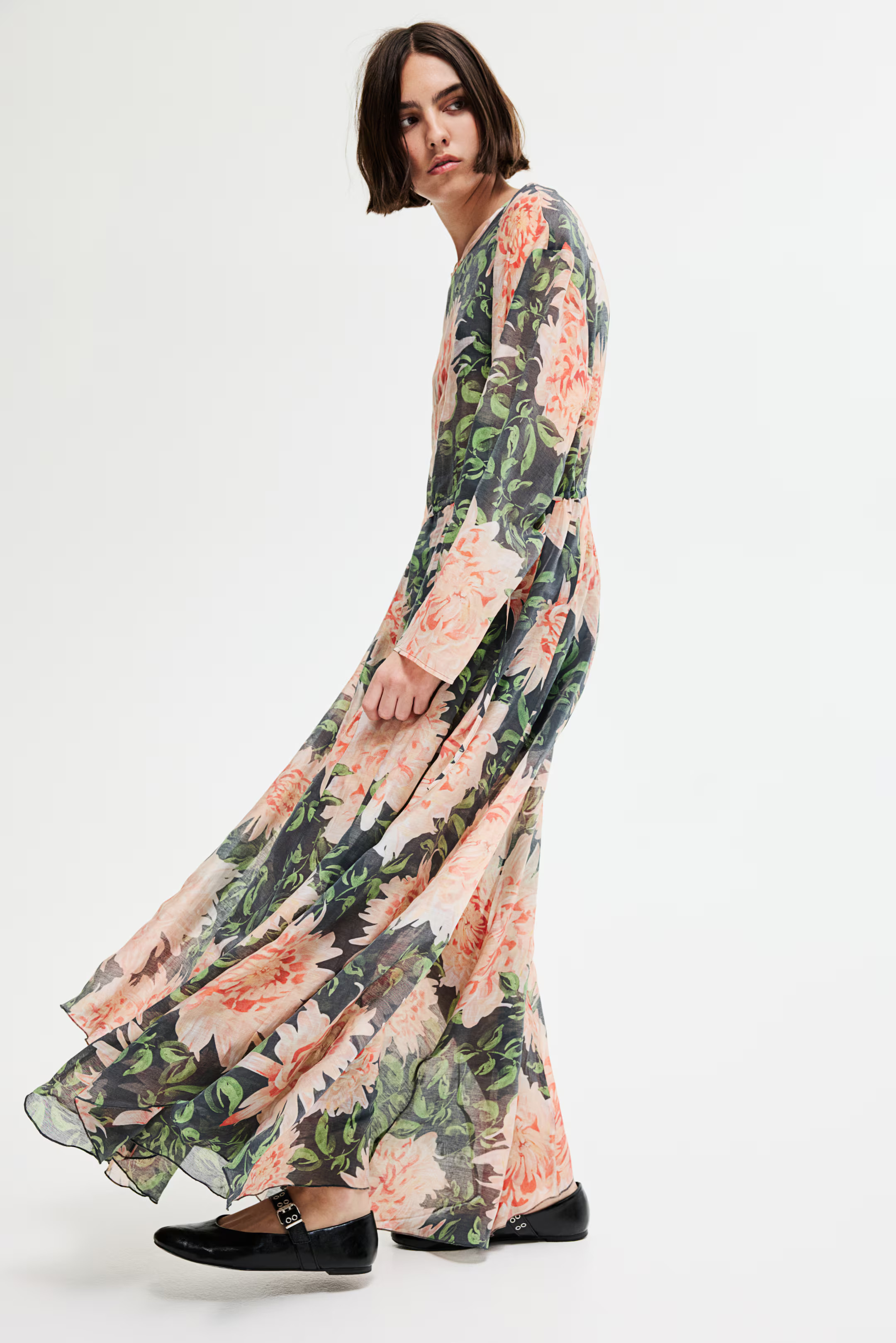 Drawstring Dress - Black/floral - Ladies | H&M US | H&M (US + CA)