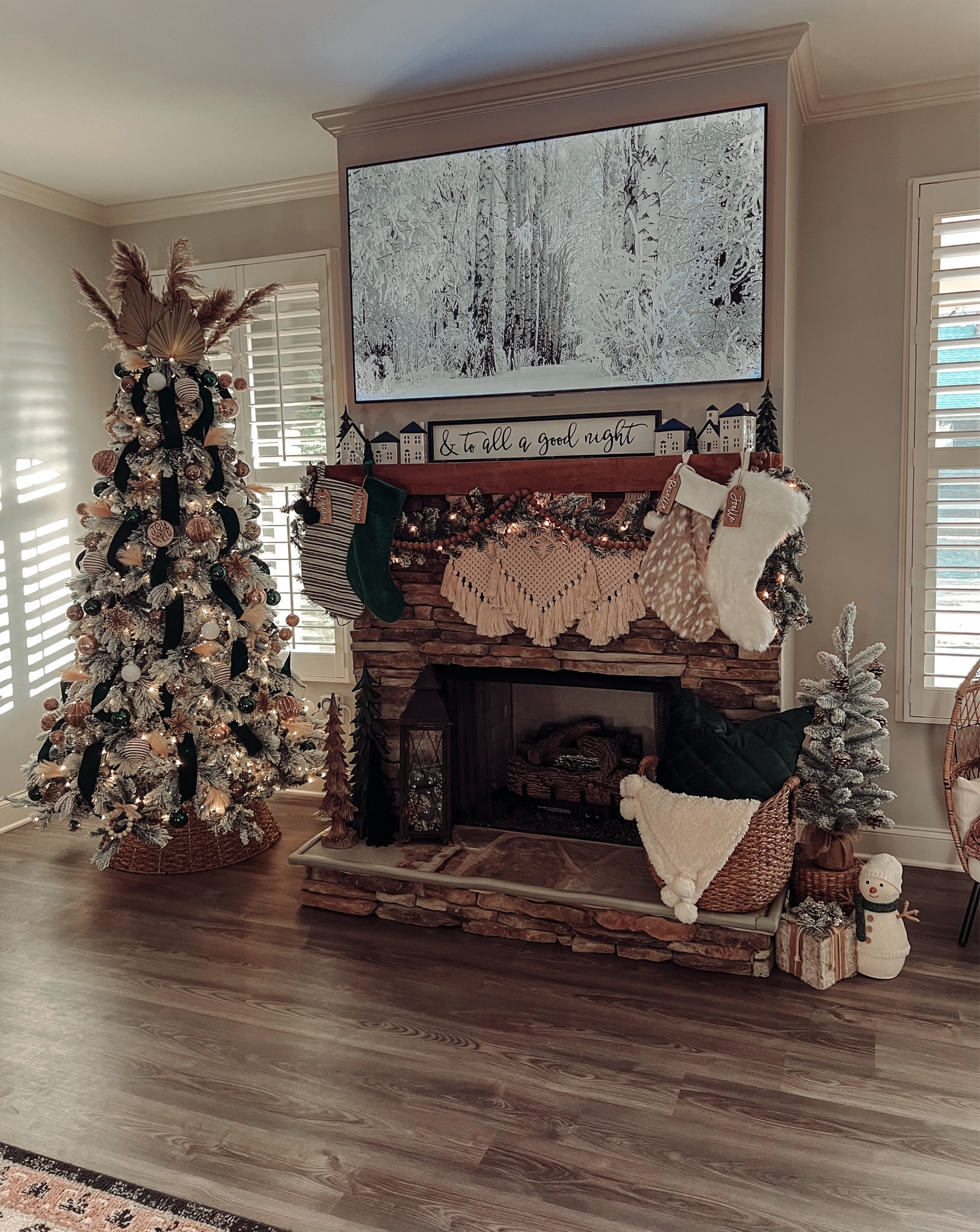 Boho Christmas Ideas- Green Velvet, Rose Gold, Brown, White. Neutrals  

#LTKhome #LTKSeasonal #LTKHoliday