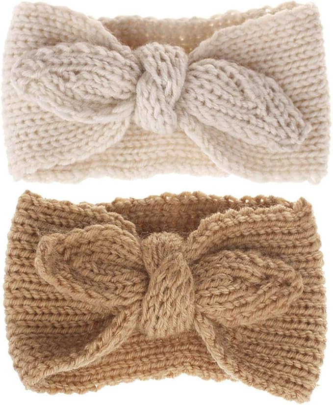 Turban Headband Baby Girl - Warm Rabbit Knot Hair Band, Knit Head Wrap for Newborn, Toddler and C... | Amazon (US)