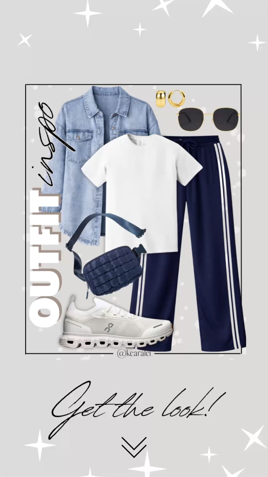 Spring outfits 2026 winter outfits Amazon comfy outfit sporty outfits game day outfits Amazon fashion navy blue track pants wide leg pants trousers activewear  free people inspired look for less oversized white tshirt t-shirt oversized denim jacket Shacket denim button up shirt white on cloud sneakers aviator sunglasses || #amazon #athletic #casual #ootd #sporty #lululemon #oncloud #freepeople #sneakers #neutrals
.
.
.

Fitness Wear, Activewear, exercise outfit, workout leggings, sports bra, Lulu lemon, free people motion active athleisure
.

Amazon fashion, teacher outfits, business casual, casual outfits, neutrals, street style, Midi skirt, Maxi Dress, Swimsuit, Bikini, Travel, skinny Jeans, Puffer Jackets, Concert Outfits, Cocktail Dresses, Sweater dress, Sweaters, cardigans Fleece Pullovers, hoodies, button-downs, Oversized Sweatshirts, Jeans, High Waisted Leggings, dresses, joggers, fall Fashion, winter fashion, leather jacket, Sherpa jackets, Deals, shacket, Plaid Shirt Jackets, apple watch bands, lounge set, Date Night Outfits, Vacation outfits, Mom jeans, shorts, sunglasses, Disney outfits, Romper, jumpsuit, Airport outfits, biker shorts, Weekender bag, plus size fashion, Stanley cup tumbler
.
Target, Abercrombie and fitch, Amazon, Shein, Nordstrom, H&M, forever 21, forever21, Walmart, asos, Nordstrom rack, Nike, adidas, Vans, Quay, Tarte, Sephora, lululemon, free people, j crew jcrew factory, old navy

#LTKootd #LTKSaleAlert #LTKSeasonal
