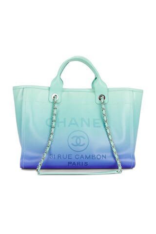 Chanel Deauville MM Tote Bag in Teal | FWRD 