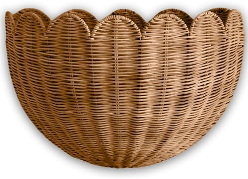 BEBE BASK Scalloped Wicker Hanging Basket - The Original Wicker Wall Decor - Hand Woven Wall Bask... | Amazon (US)
