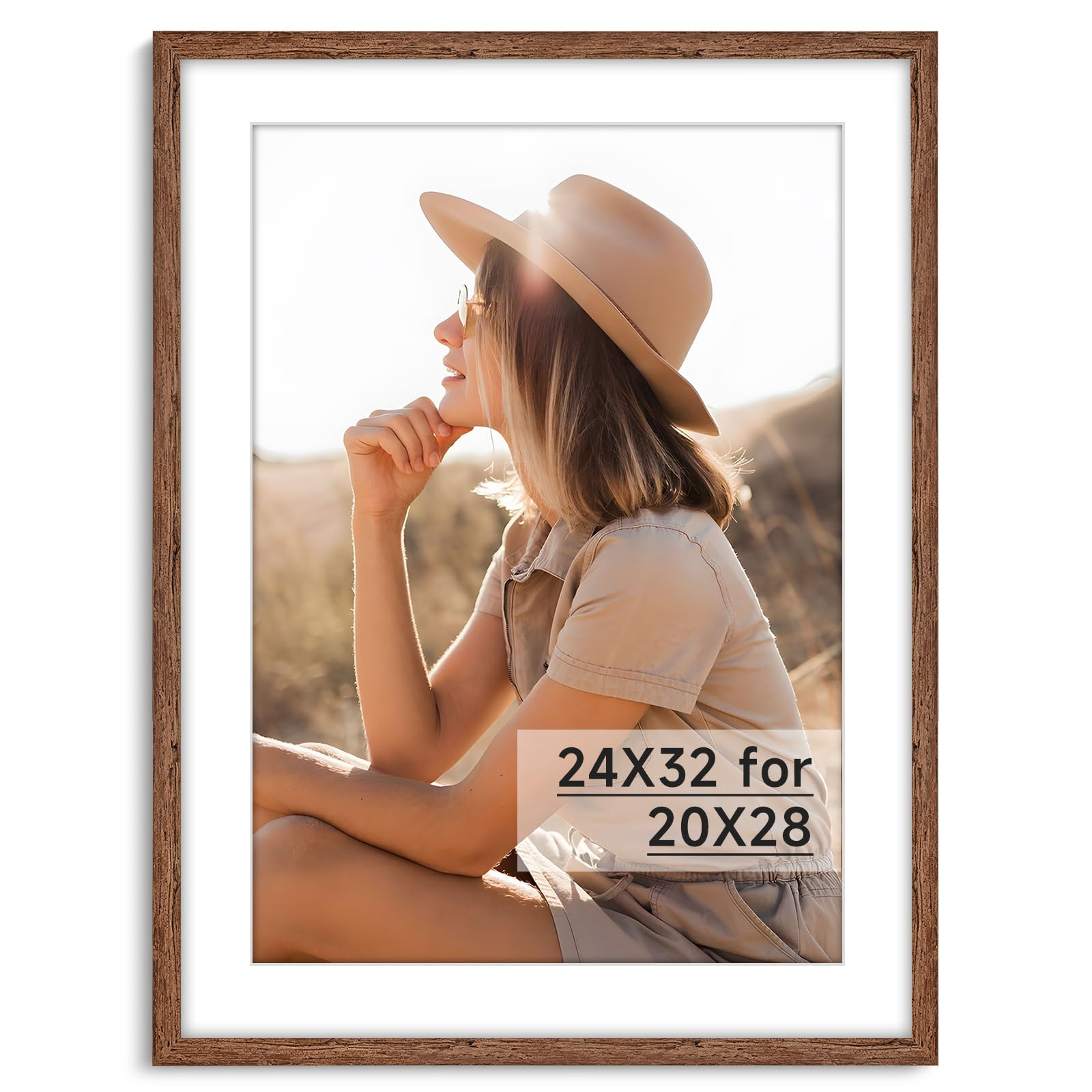 HLiWEGNS Light Walnut 24x32 Frame - Single Frame - Rustic Woodgrain 24 x 32 Poster Frame for Pict... | Amazon (US)
